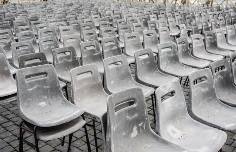 Rows of old empty chairs on square, Vatican Stock Photos