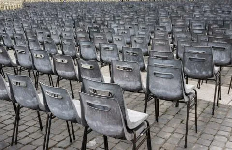 Rows of old empty chairs on square, Vatican Stock Photos