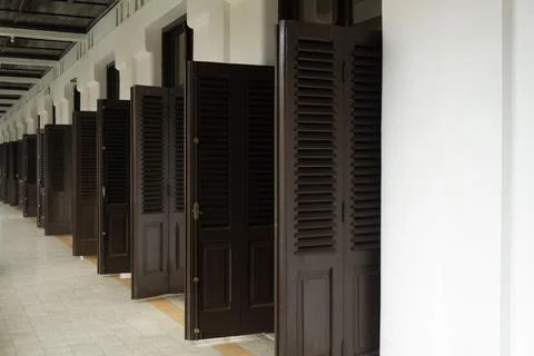 Rows of open doors Foto stock