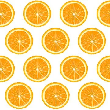 Rows with orange slices on white background, seamless pattern Stock Illustration