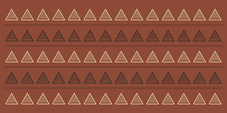 Rows of outlined triangular symbols with horizontal stripes alternate betwe.. Stock Illustration