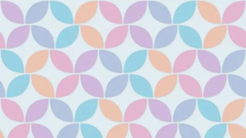 Rows of overlapping pastel leaf shapes form a balanced seamless pattern in .. 库存插图