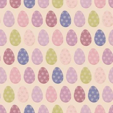 Rows of pastel easter eggs seamless vector pattern Stock Illustration