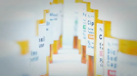 Rows of pill bottles Stock Footage 61725364