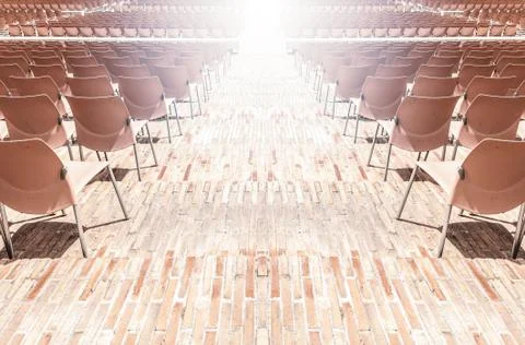 Rows of plastic chairs. Stock Photos