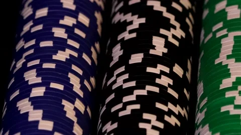 Rows of Poker Chips in Case - Pan Across Slow Motion Stock Footage 136669786