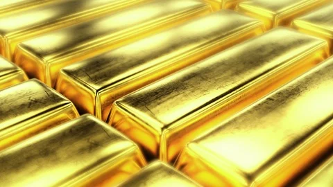 Rows of raw unpolished gold bars Stock Footage 107127979