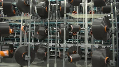 Rows of recycled plastic threads Stock Footage 93530815