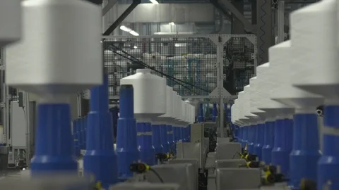 Rows of recycled plastic threads Stock Footage 93530865