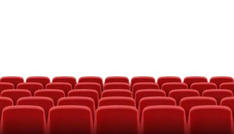 Rows of red cinema or theater seats Stock Illustration
