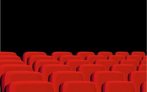 Rows of red cinema seats on a black background. vector. Stock Illustration