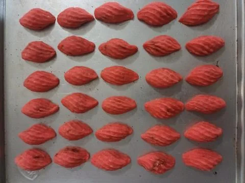 Rows of Red Shell Cookies Stock Photos
