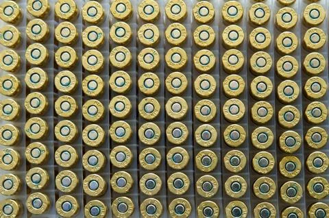Rows of Rifle ammunition Stock Photos