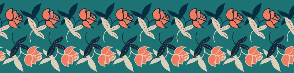 Rows of roses decorative vector border Illustrazione stock