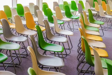 Rows of seats in assembly hall Stock Photos