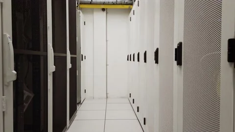 Rows of server cabinets in a data centre Video stock 143347557
