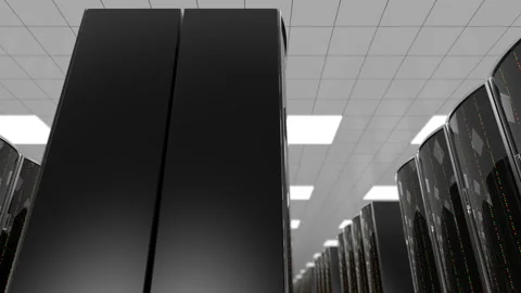 Rows of server racks in cloud datacenter, loop Stock Footage 91207848