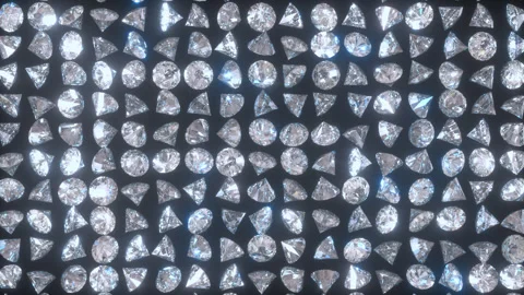 Rows Of Shiny Diamonds Rotation Loop Stock Footage 307222865