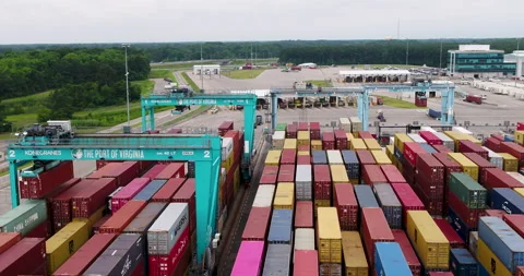 Rows of Shipping Containers Stock Footage 202142538