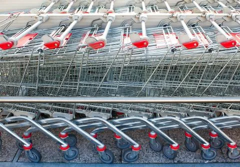 Rows of shopping carts Stock Photos