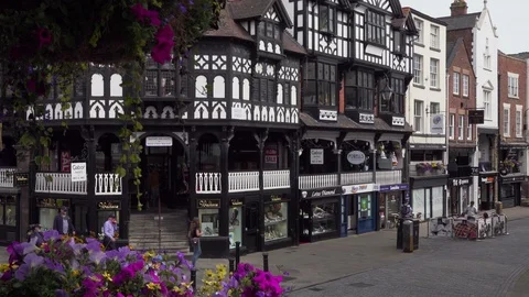 The rows, shops, Chester, England Vídeo Stock 116785113