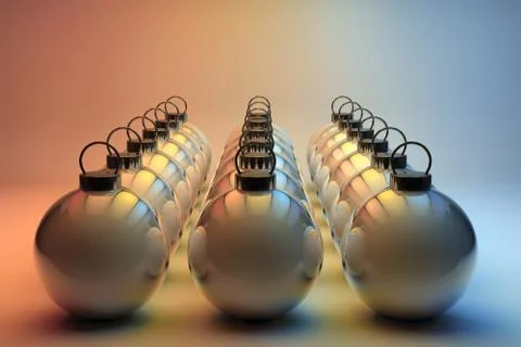 Rows of silver christmas baubles Stock Illustration