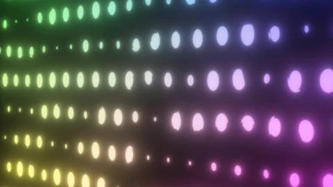 Rows of softly glowing oval lights in a gradient rainbow spectrum Stock Illustration