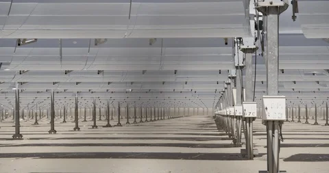 Rows of Solar Panel Stands Stock Footage 89942829
