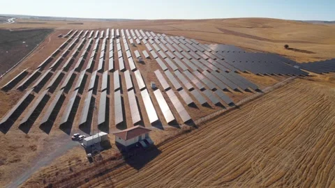 Rows of solar panels from bird's eye view. Photovoltaic panels 스톡 동영상 252647511