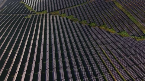 Rows of solar panels cover a large area in the landscape Vidéo 329993402
