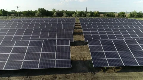 Rows of solar panels, modern technology, solar power station, field Stock Footage 160811766