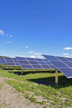 Rows of solar panels Stock Photos
