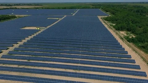 Rows of Solar panels in Solar Farm Stock Footage 72297249
