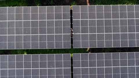Rows of solar panels stretch across the field Video stock 339830111