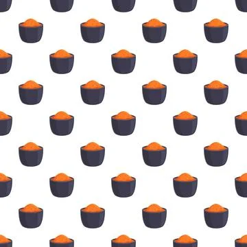 Rows of spice bowls creating a seamless pattern Stock Illustration