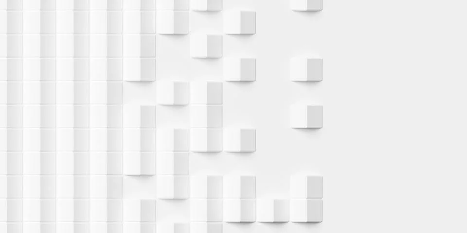 Rows of stacked and turned white cube boxes background wallpaper banner fad.. Stock Illustration