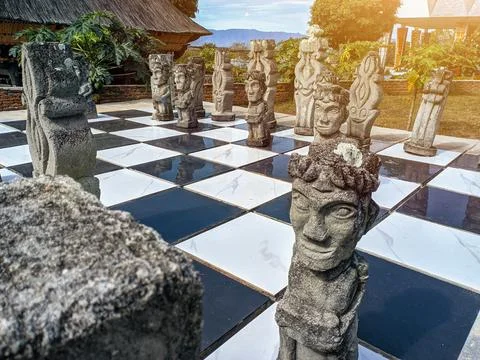 Rows of stone statues Stock Photos