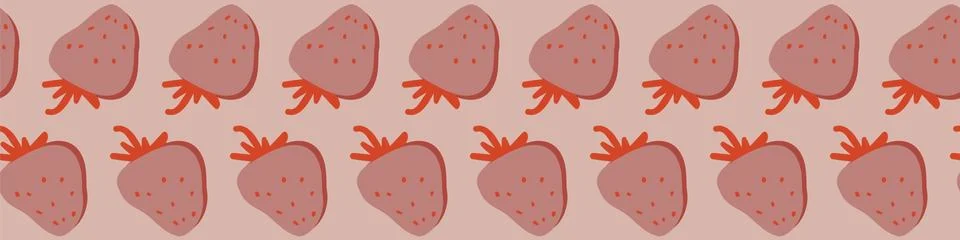 Rows of strawberries seamless vector border print Stock-Illustration
