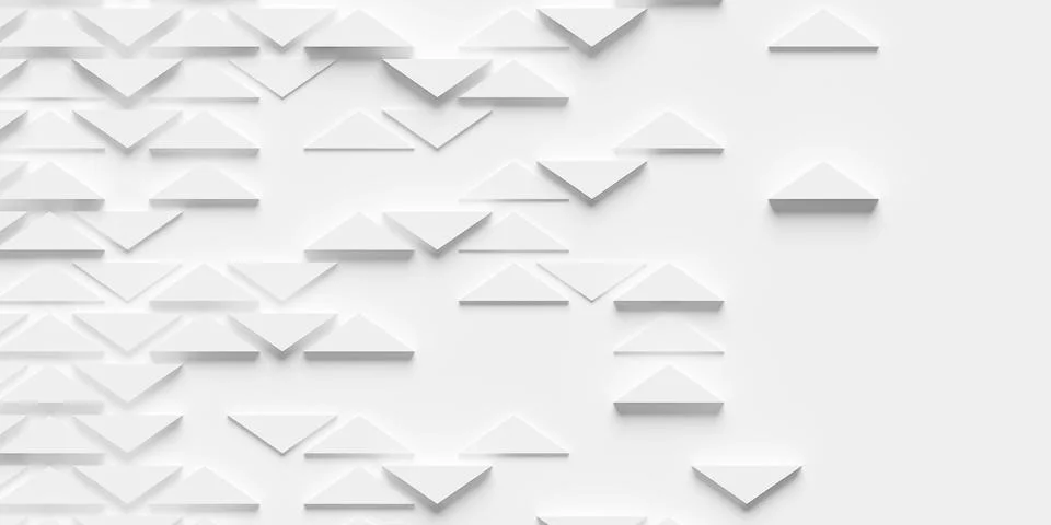 Rows of stretched and randomly offset white triangles background wallpaper .. Stock Illustration