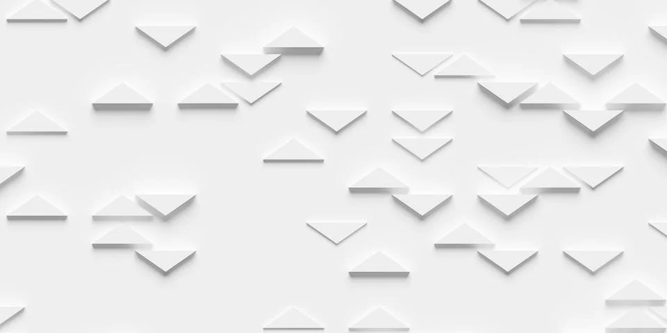 Rows of stretched and randomly offset white triangles randomly scattered ba.. Stock Illustration