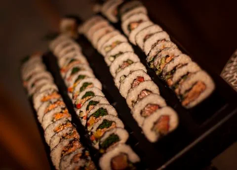 Rows of sushi Stock Photos