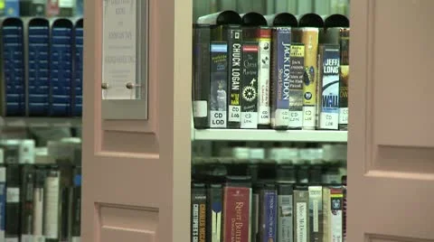 Rows of tapes in the library Stock Footage 10774624