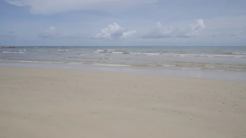 Rows of Tiny Waves on a Sandy Tropical Beach. Ungraded 4k video Stock Footage 84310925