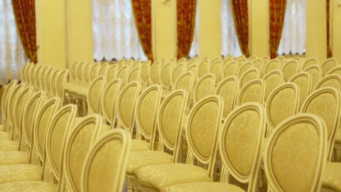 Rows of upholstered chairs line spacious concert hall Stock Footage 316097766