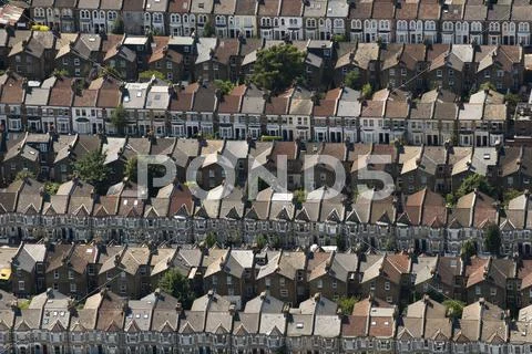 Rows of Victorian terraced houses in London, England, United Kingdom, Europe Stock Photos