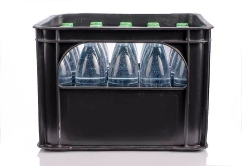 Rows of water bottles in pack wrap Foto stock