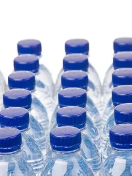 Rows of water bottles Stock Photos