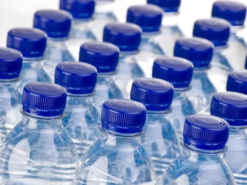 Rows of water bottles Stock Photos