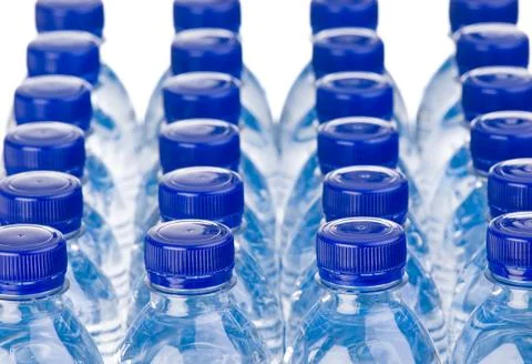 Rows of water bottles Stock Photos