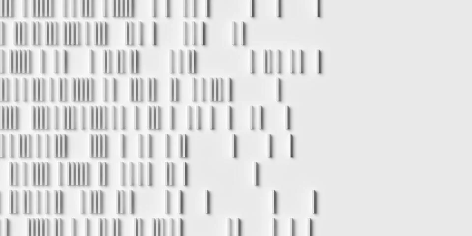 Rows of white and grey cubes or boxes array on white background fading out,.. Illustrazione stock